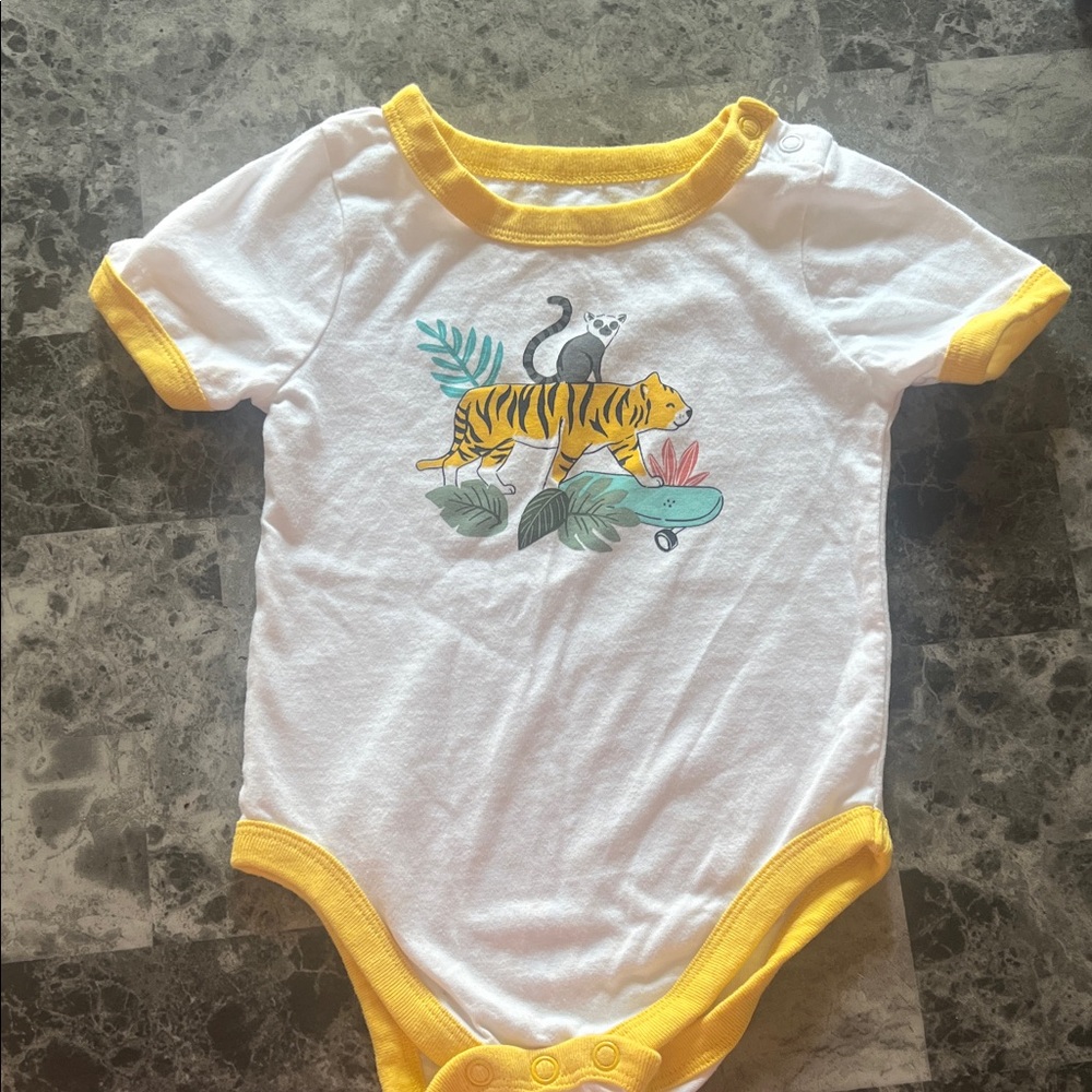 Yellow and White Tiger Print Kids One Piece